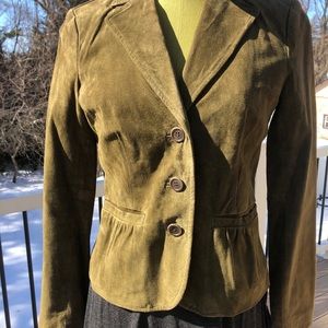 Green suede button up blazer size small